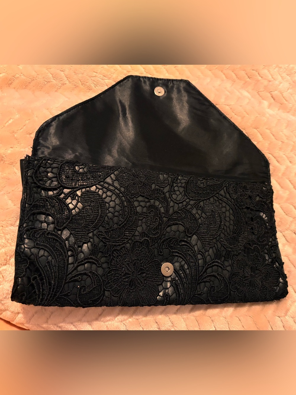Jessica Simpson Black Lace Envelope Clutch